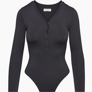 Aritzia Babaton Contour Henley Bodysuit in Black